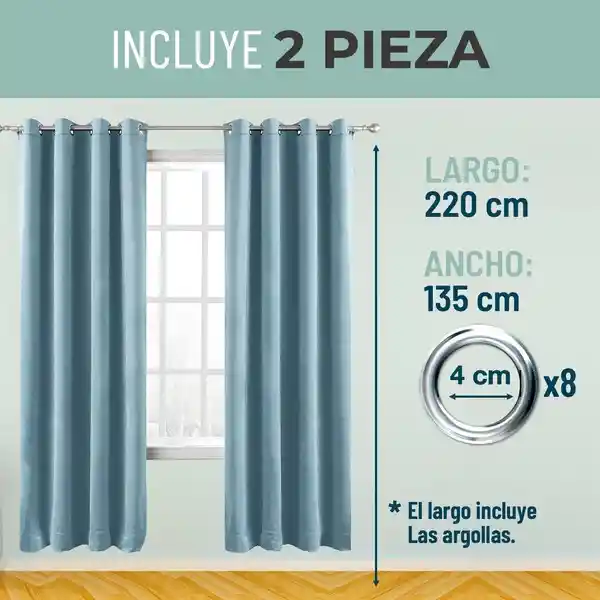 Cortina Blackout 100% 135x220cm Terciopelo Casatua set de 2