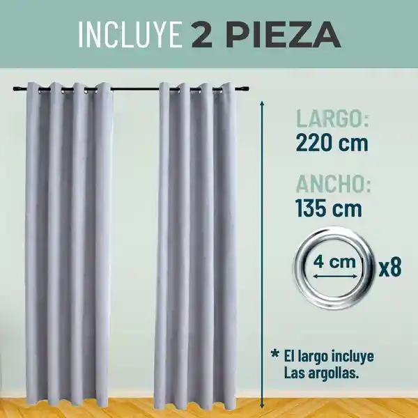 Cortina 100% Blackout Terciopelo Engomada 135x220 casatua x2