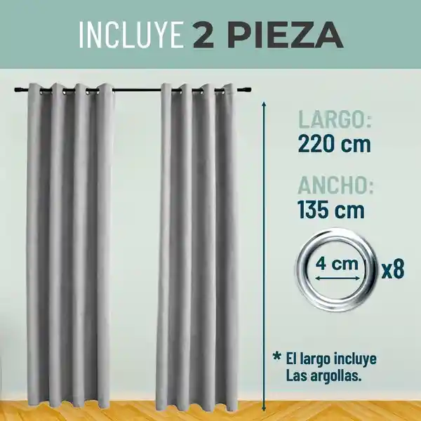 Cortina 100% Blackout Terciopelo Engomada 135x220 casatua x2