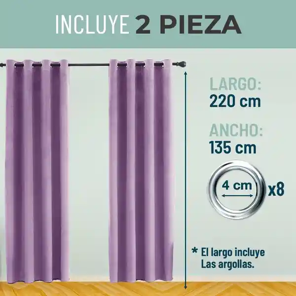 Cortina 100% Blackout Terciopelo Engomada 135x220 casatua x2