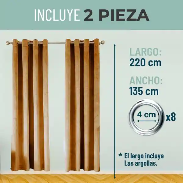 Cortina 100% Blackout Terciopelo Engomada 135x220 casatua x2