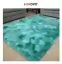 Tapete Alfombra Antideslizante Peluda 1.5 X 2 Metros Decorativo Verde Jaspeado