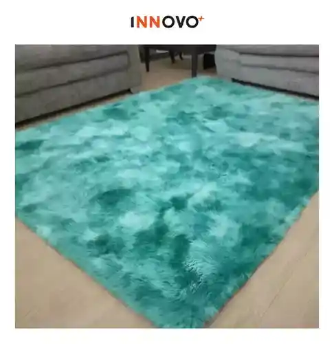 Tapete Alfombra Antideslizante Peluda 1.5 X 2 Metros Decorativo Verde Jaspeado