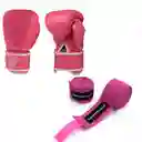 Combo Guantes Boxeo 10 Oz Y Vendaje Boxeo Fucsia