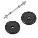 Combo Barra Mancuerna Individual 1pul (35cm) + Discos 2.5kg C/u