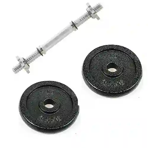 Combo Barra Mancuerna Individual 1pul (35cm) + Discos 2.5kg C/u