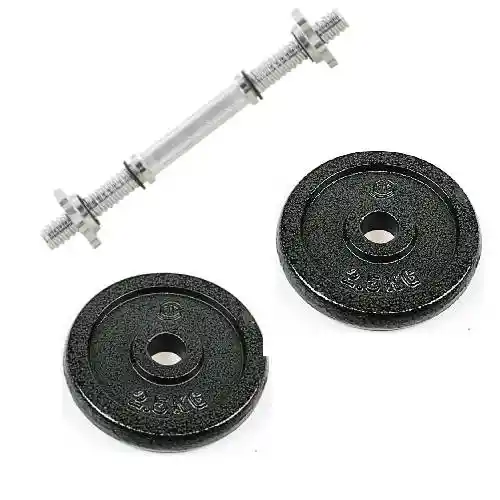 Combo Barra Mancuerna Individual 1pul (35cm) + Discos 2.5kg C/u