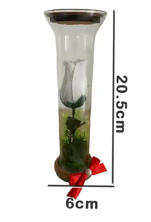 Rosa Blanca Artificial Decorativa En Cristal