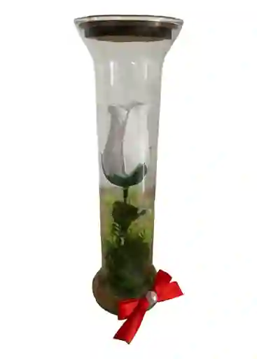 Rosa Blanca Artificial Decorativa En Cristal