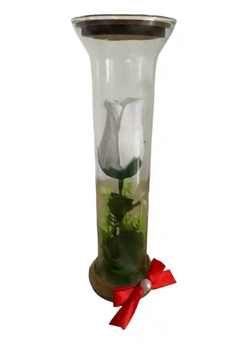 Rosa Blanca Artificial Decorativa En Cristal