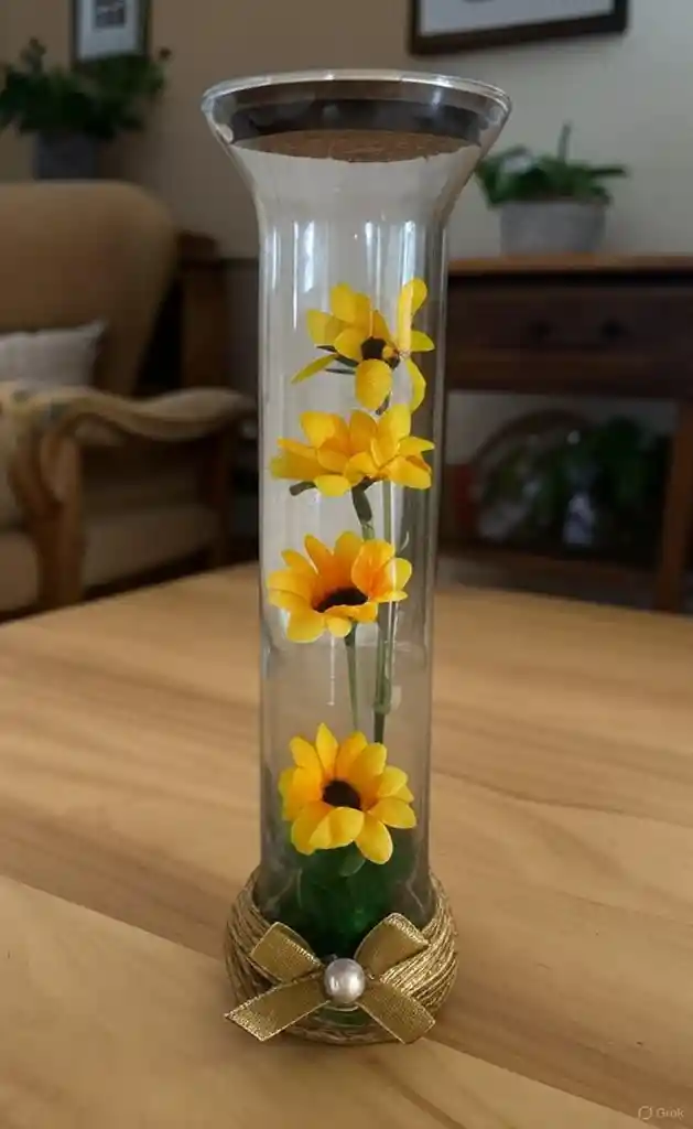 Girasol Artificial Decorativo En Cristal