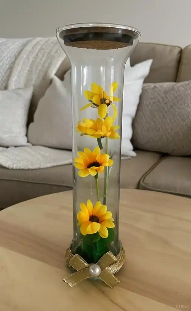 Girasol Artificial Decorativo En Cristal