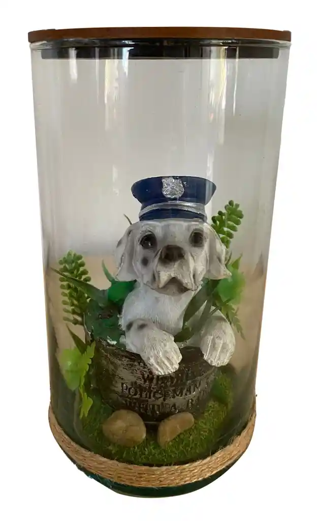 Adorno Perro Dálmata En Frasco De Vidrio
