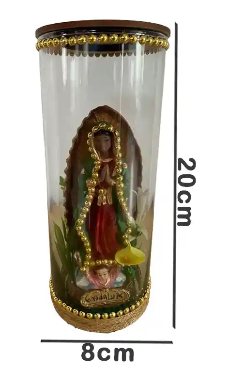 Adorno Virgen De Guadalupe En Vaso De Cristal