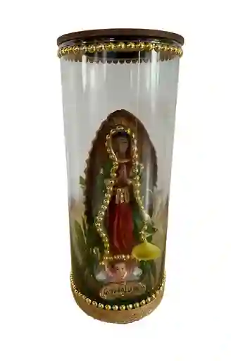Adorno Virgen De Guadalupe En Vaso De Cristal