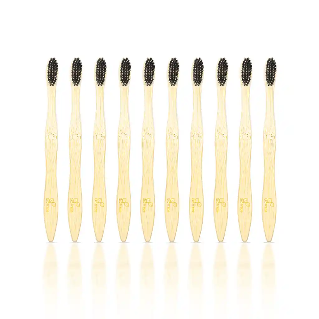 Cepillo De Dientes En Bambu Adulto Negro 10 Unidades Ecotrade