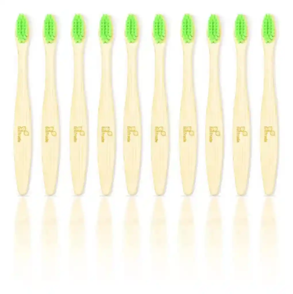Cepillo De Dientes En Bambu Adulto Verde Lima 10 Unidades Ecotrade