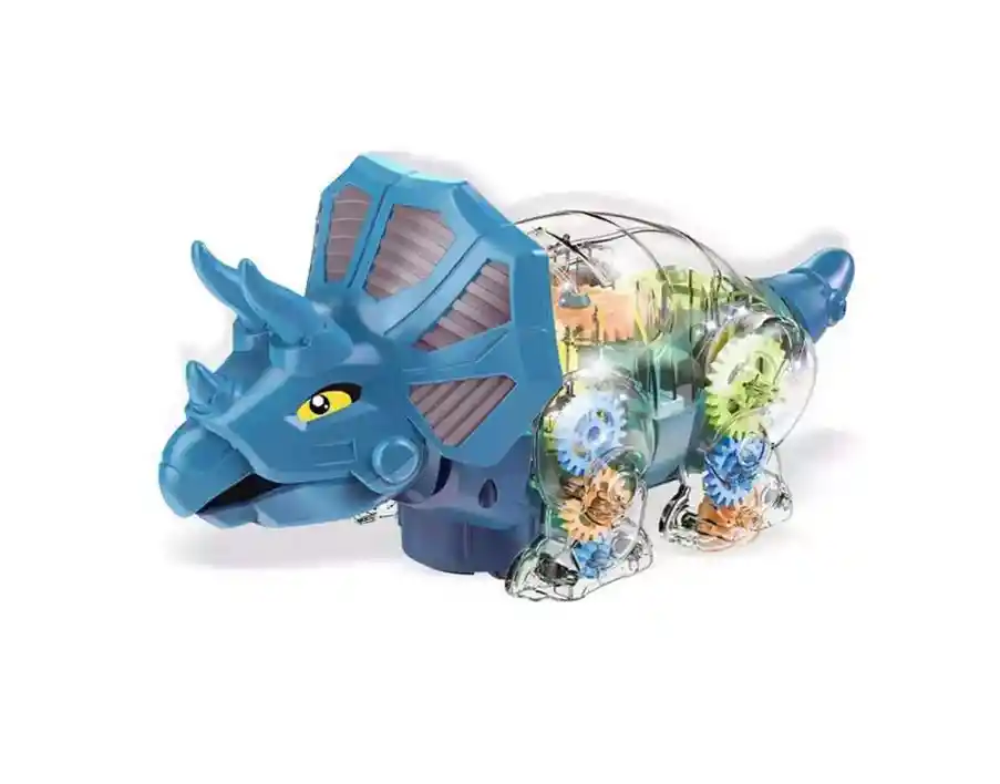 Dinosaurio Triceratops Engranajes Luces Sonido 360 Giratorio