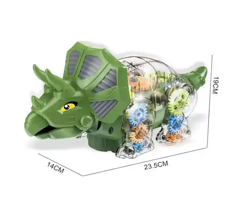 Dinosaurio Triceratops Engranajes Luces Sonido 360 Giratorio