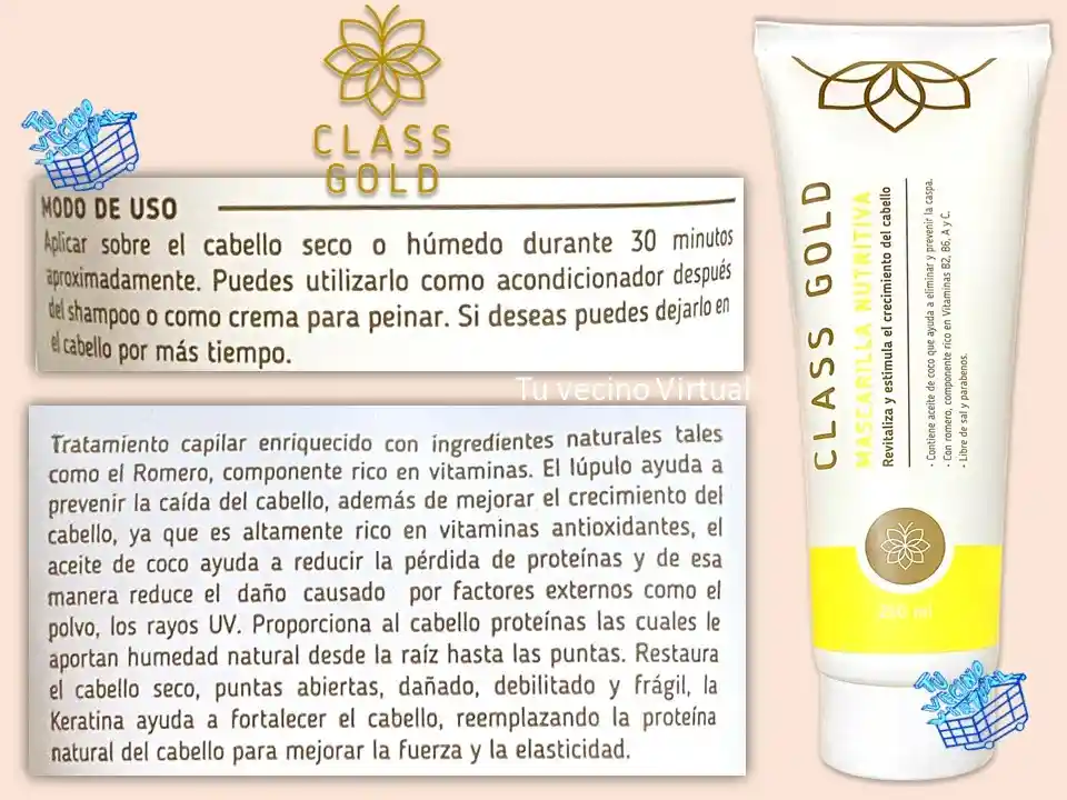 Mascarilla Facial Soft Face + Mascarilla Capilar Nutritiva Class Gold