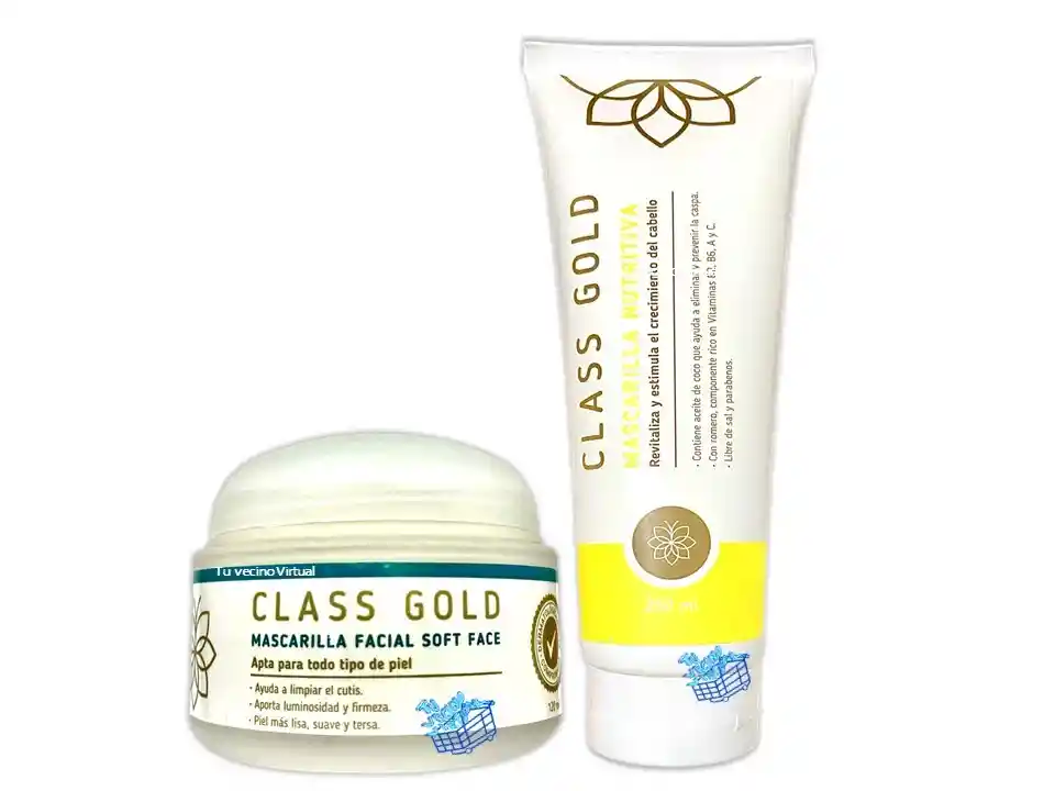 Mascarilla Facial Soft Face + Mascarilla Capilar Nutritiva Class Gold