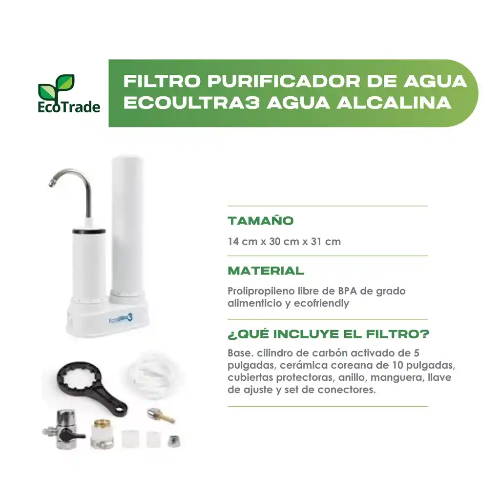 Filtro Agua 14 Litros Mas Filtro Doble Filtracion Ecotrade