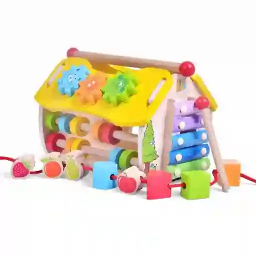 Casa Multifunciónal Y Laberinto De Estimulación Madera 7en1