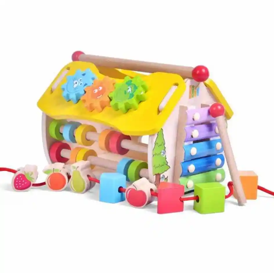 Juguete En Madera Didáctico - Casa Multifunción 7 En 1