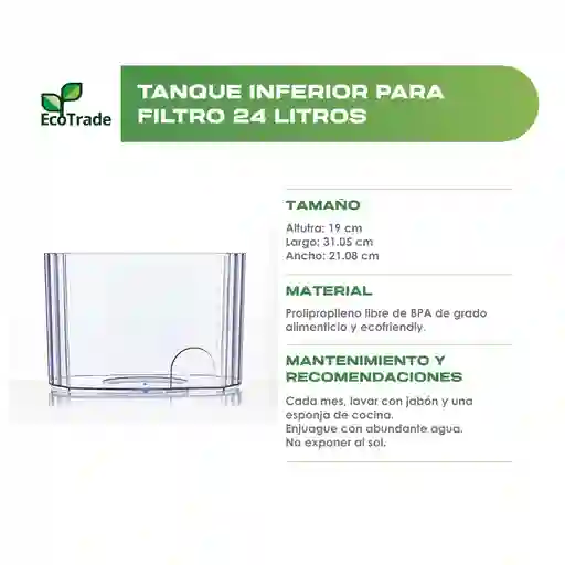 Tanque Inferior Filtro De Agua Bioenergético 24 Litros Ecotrade