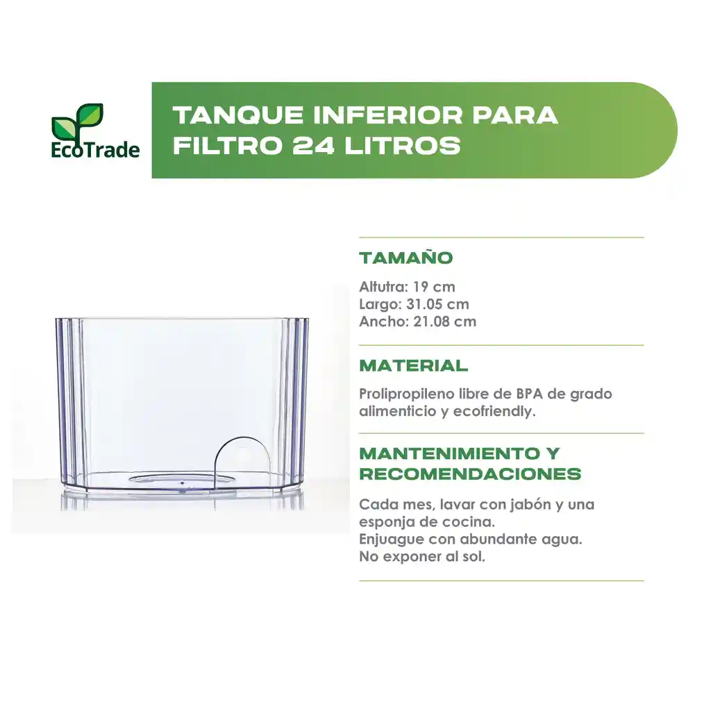 Tanque Inferior Filtro De Agua Bioenergético 24 Litros Ecotrade