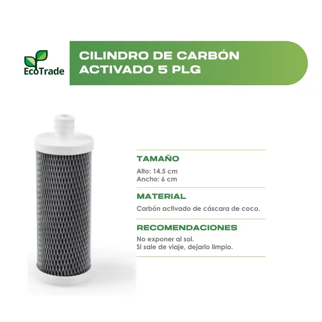 Repuesto Para Filtro Carbon Activado 5 Pulgadas Ecotrade