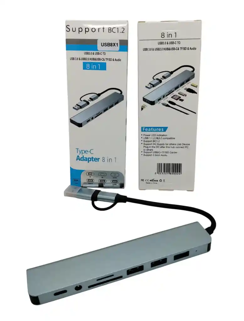 Adaptador Original 8 En 1usb Tipo C A Micro V8 Memorias Usb Plug