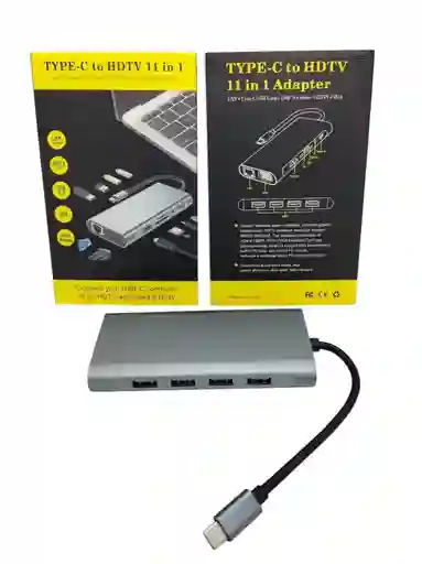 Adaptador Original Para Computador 11 En 1 Tipo C A Hdmi Usb V8 Vga Lan Tf Sd Audio Tipo C Hdtv
