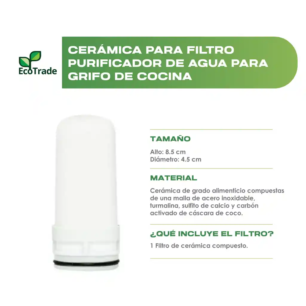 Filtro Purificador Agua Grifo Cocina Mas Ceramica Ecotrade