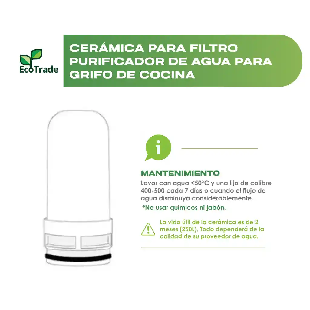 Repuesto Ceramica Filtro Purificador Agua De Grifo Ecotrade
