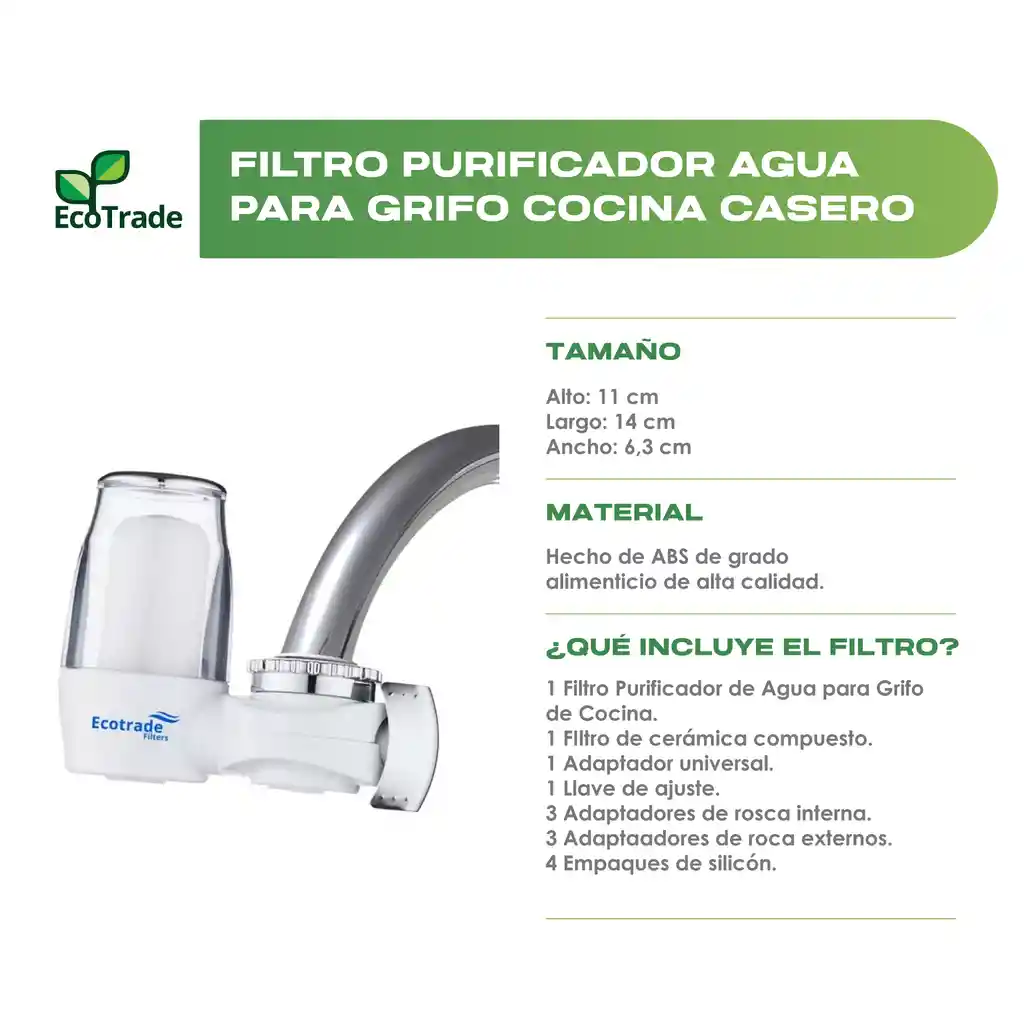 Grifo Purificador Agua Mas 3 Esponjas Biodegradables Ecotrade