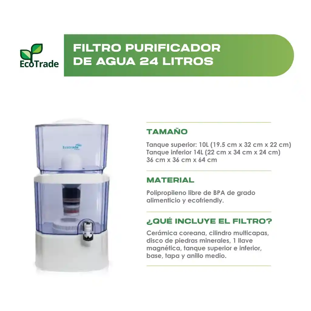 Filtro Purificador De Agua 24 Litros Ecotrade Filters