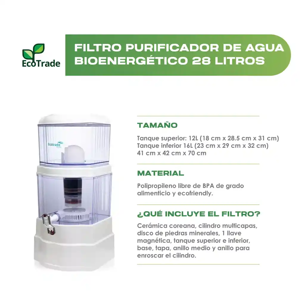 Filtro Purificador De Agua 28 Litros Ecotrade Filters