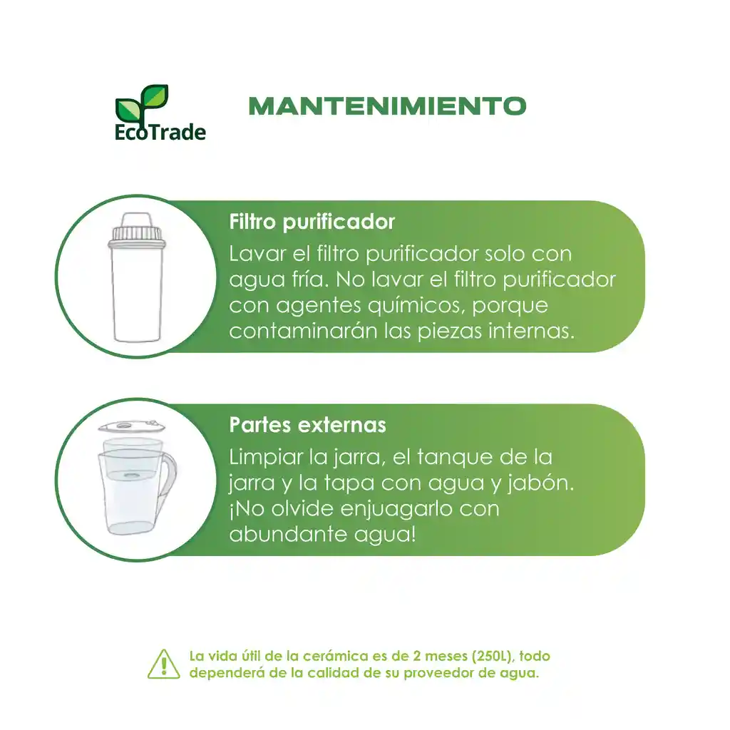 Jarra Purificadora De Agua Alcalina 2.6 Litros Ecotrade