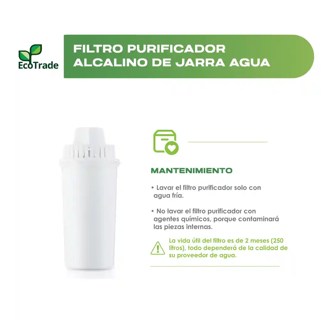 Repuesto Filtro Alcalino Jarra Purificadora Agua Ecotrade