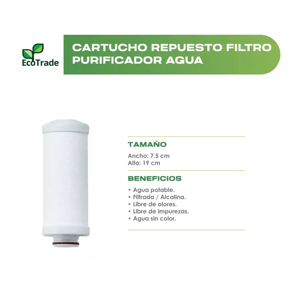 Cartucho Repuesto Filtro Purificador Agua Ultrafiltración