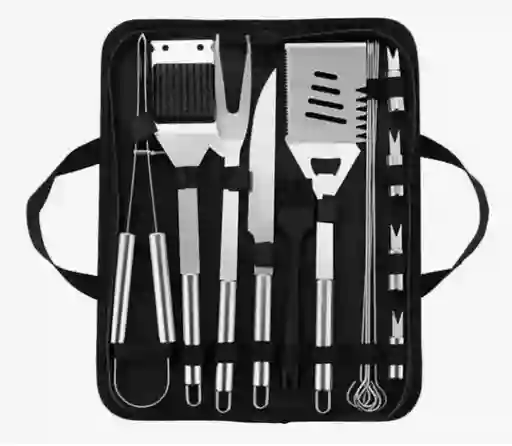 Set De Bbq 15 Piezas Asado En Acero Inoxidable