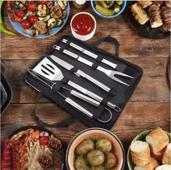 Set De Bbq 15 Piezas Asado En Acero Inoxidable
