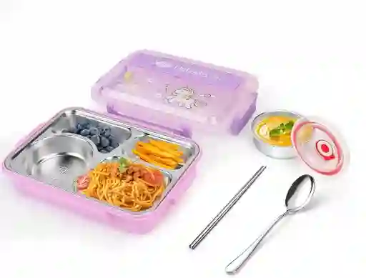 Porta Comidas Niña Diseño Con Ensaladera Y Cubiertos