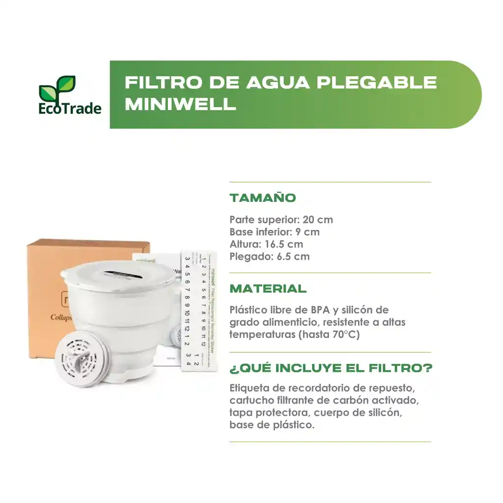 Filtro Purificador De Agua Para Cocina Plegable Miniwell