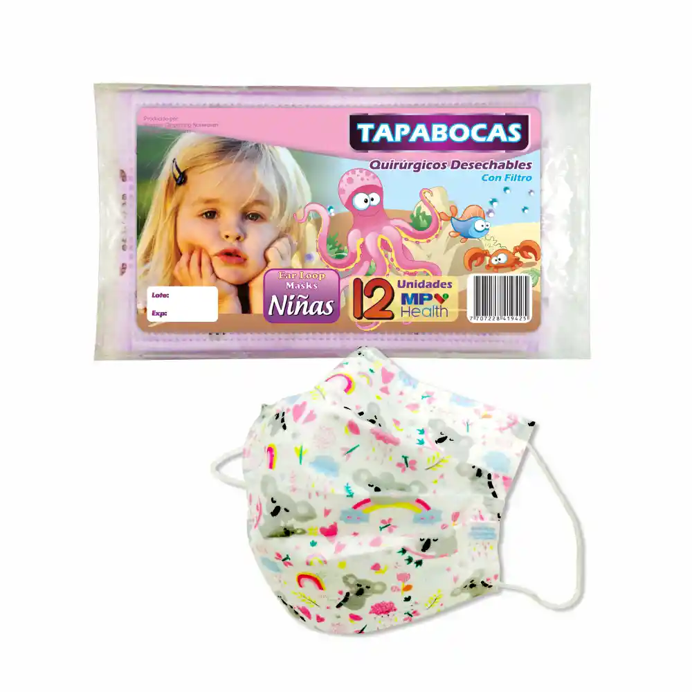 Tapabocas Bolsa Niña X 12