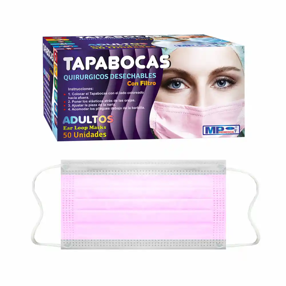 Tapabocas Con Bolsa Indiv (mujer Rosa) X 50