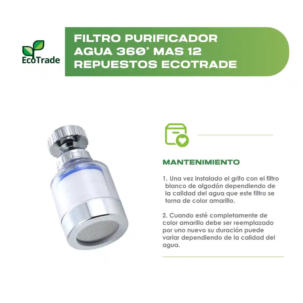 Filtro Purificador Agua 360° Mas 12 Repuestos Ecotrade