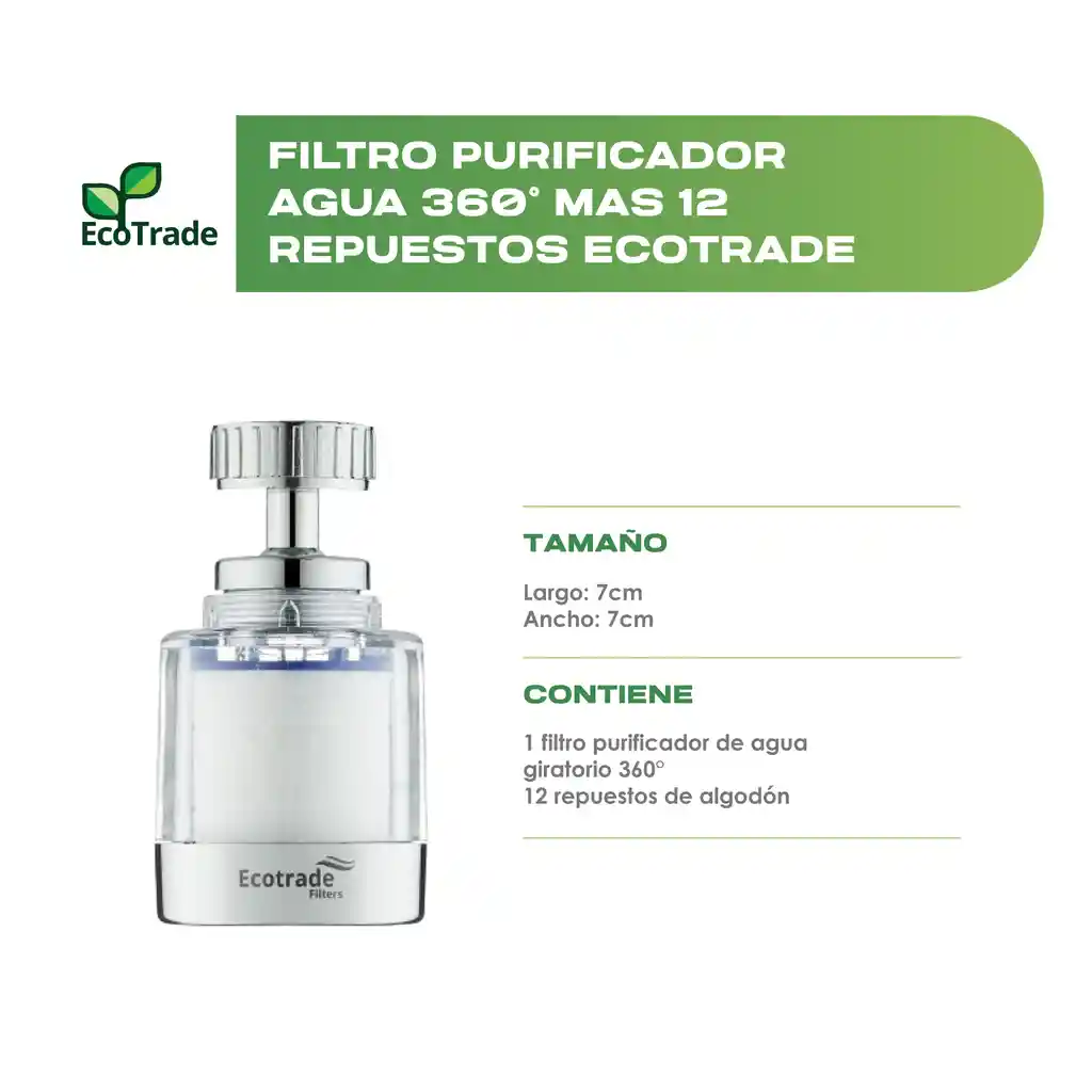 Filtro Purificador Agua 360° Mas 12 Repuestos Ecotrade