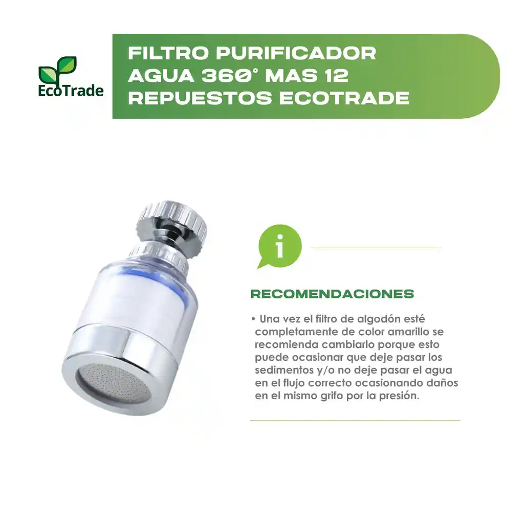 Filtro Purificador Agua 360° Mas 12 Repuestos Ecotrade